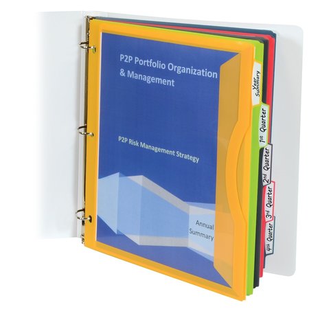 C-LINE PRODUCTS Binder Pocket with Writeon Index Tabs, Assorted, 8 12 x 11, 5ST Set of 12 ST, 60PK 06650-BX
